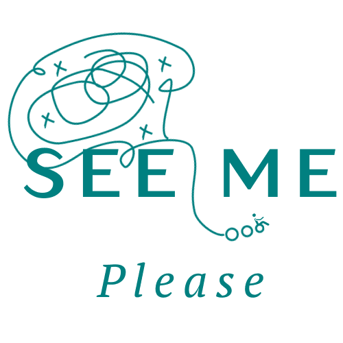 See Me Please logo featuring the company name, an illustration of a busy and beautiful brain